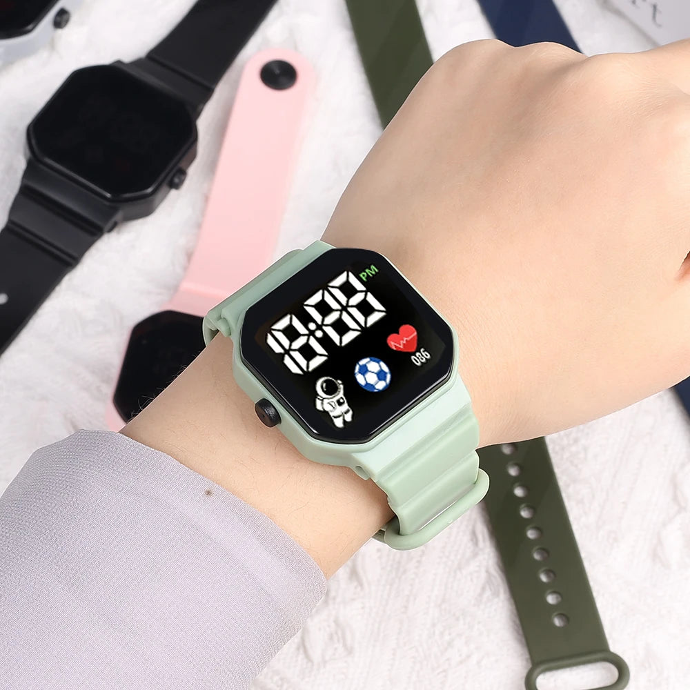 Simple Smart LED Watch Children Digital Wristwatch Kids Silicone Strap Sport Fitness Electronic Watches Heart Rate Clock Watch