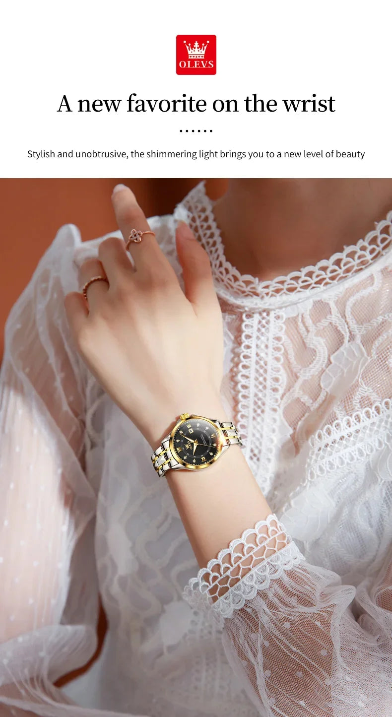OLEVS 2906 Fashion Date Quartz Couple Watches Top Luxury Watch Men Women Waterproof Stainless Steel Wristwatch