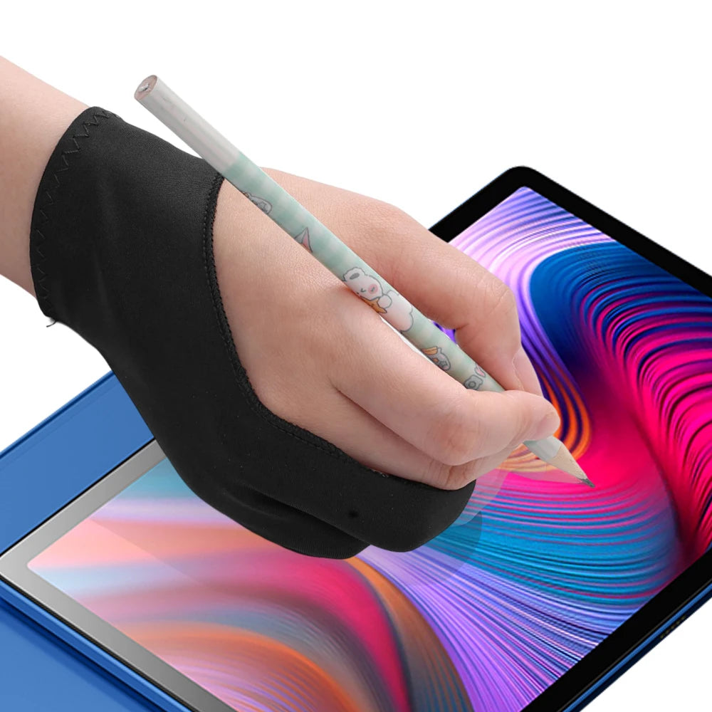 1-4Pcs Two-finger Artist Glove Palm Rejection Tablet Drawing Gloves for iPad Pro Air Graphic Tablet Smudge Guard Painting Gloves