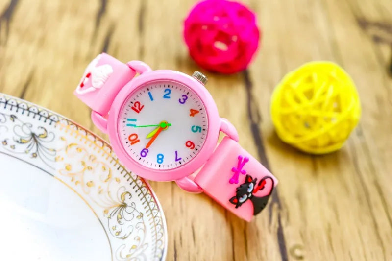 New 3D Colorful Butterfly Children Watch Soft Silicone Strap Rainbow Color Dial Fashion Sports Quartz Watches for Kid Boys Girls