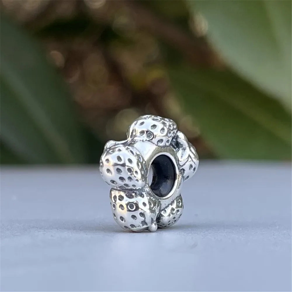 Mistletoe 925 Sterling Silver Cute Sweet Strawberries Stopper Spacer Charm Bead Fit European 3.0mm Bracelet Jewelry