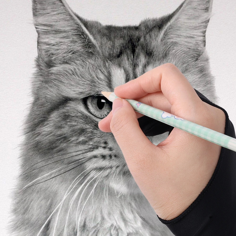 1-4Pcs Two-finger Artist Glove Palm Rejection Tablet Drawing Gloves for iPad Pro Air Graphic Tablet Smudge Guard Painting Gloves