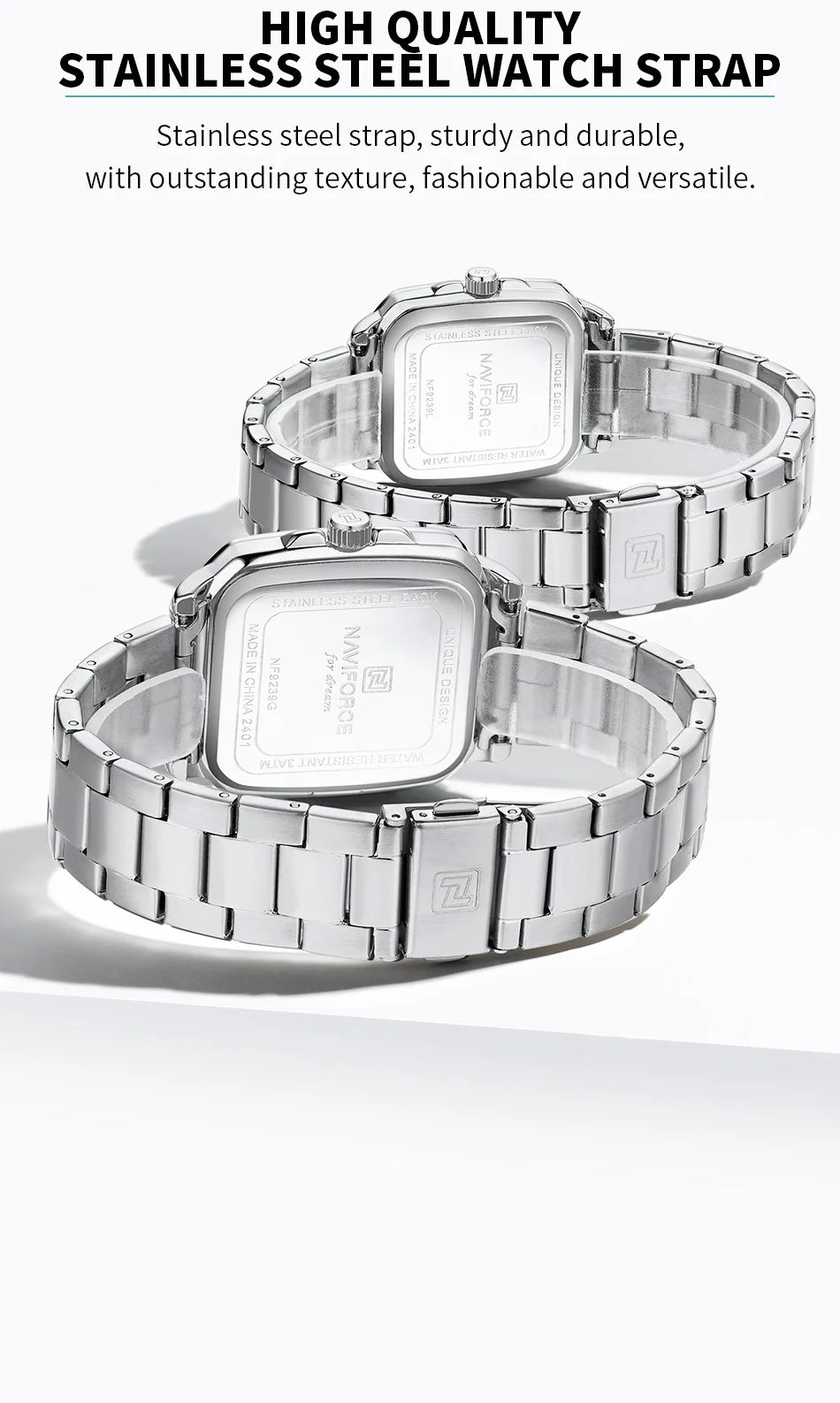 NAVIFORCE Couple Watch Luxury Brand Waterproof Quartz Watch Fashion Simple Calendar Date Stainless Watch Women Men Lover's Gift
