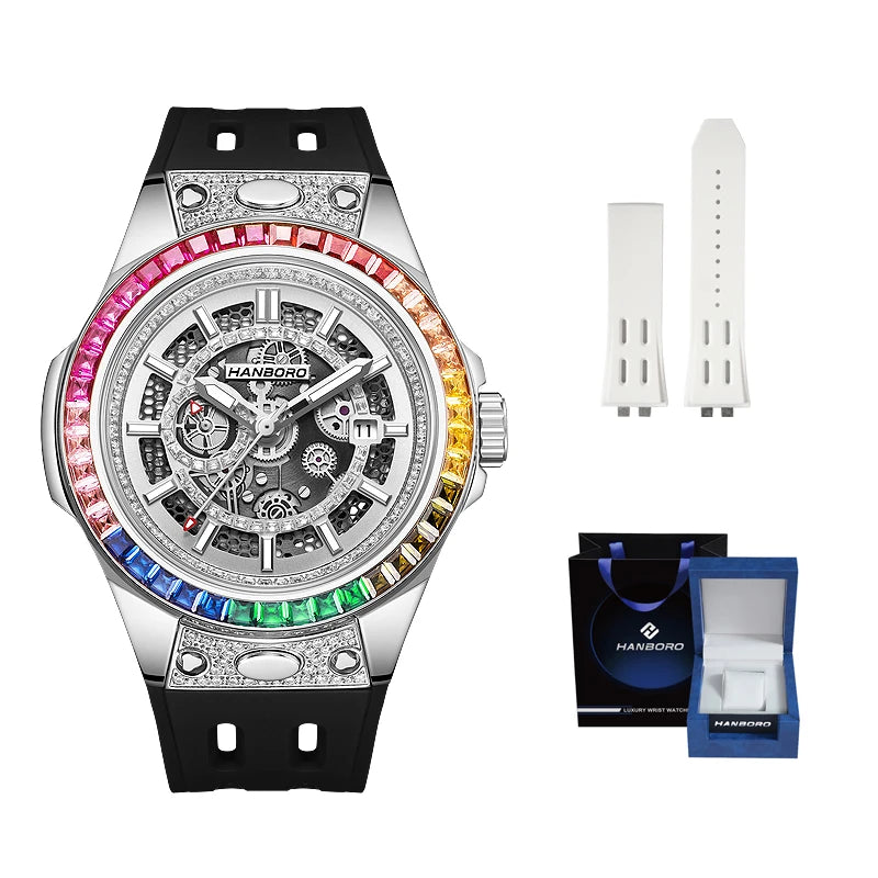 HANBORO super Bang Collection Fashion Light Luxury Quick Release Replaceable Strap Men's Automatic Mechanical Watch
