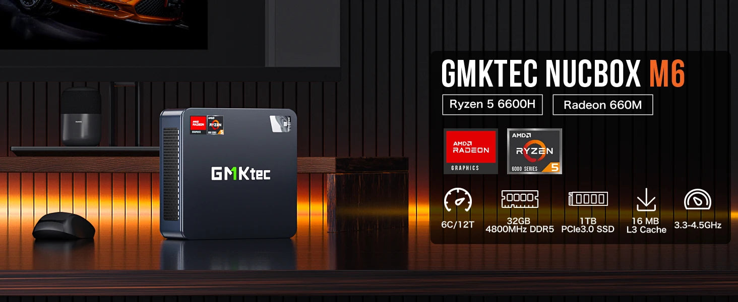 GMKtec Nucbox Mini PC Gamer K6 M6 AMD Ryzen 7 7840HS R5 6600H USB4 2*DDR5 2*PCIE 2*2.5G NUC Desktop Computer Windows 11 WiFi6E