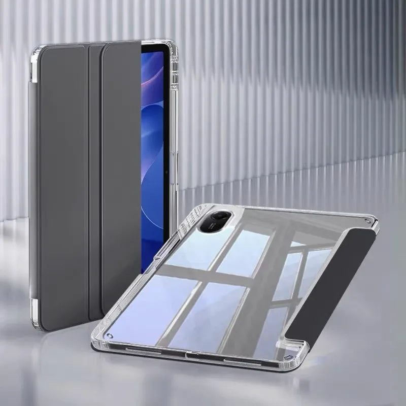 For Xiaomi Redmi Pad 2 2025 Case 11 inch with Pencil Holder Tri-Folding Clear Soft TPU Back Tablet for Redmi Pad 2 2025 Cover