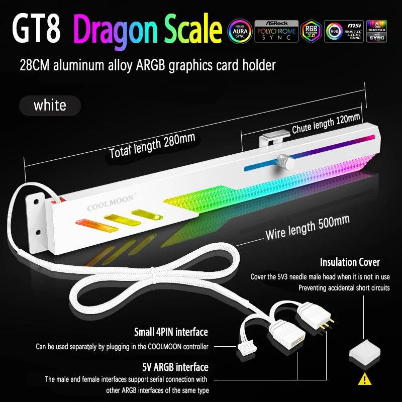 GT8 Dragon Scale Horizontal Mounted Graphics Card Bracket ARGB Desktop Computer Fixed Graphics Card Companion Support Bracket