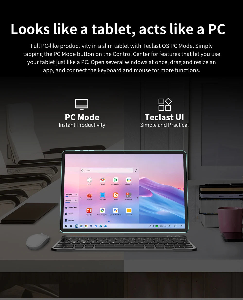 【New】Android 15 Teclast P50 AI Tablet 11" 90Hz Screen AllWinner A733-AI Octa-Core 6GB 128GB LPDDR5 Wifi-6 7000mAh Battery AI Tab