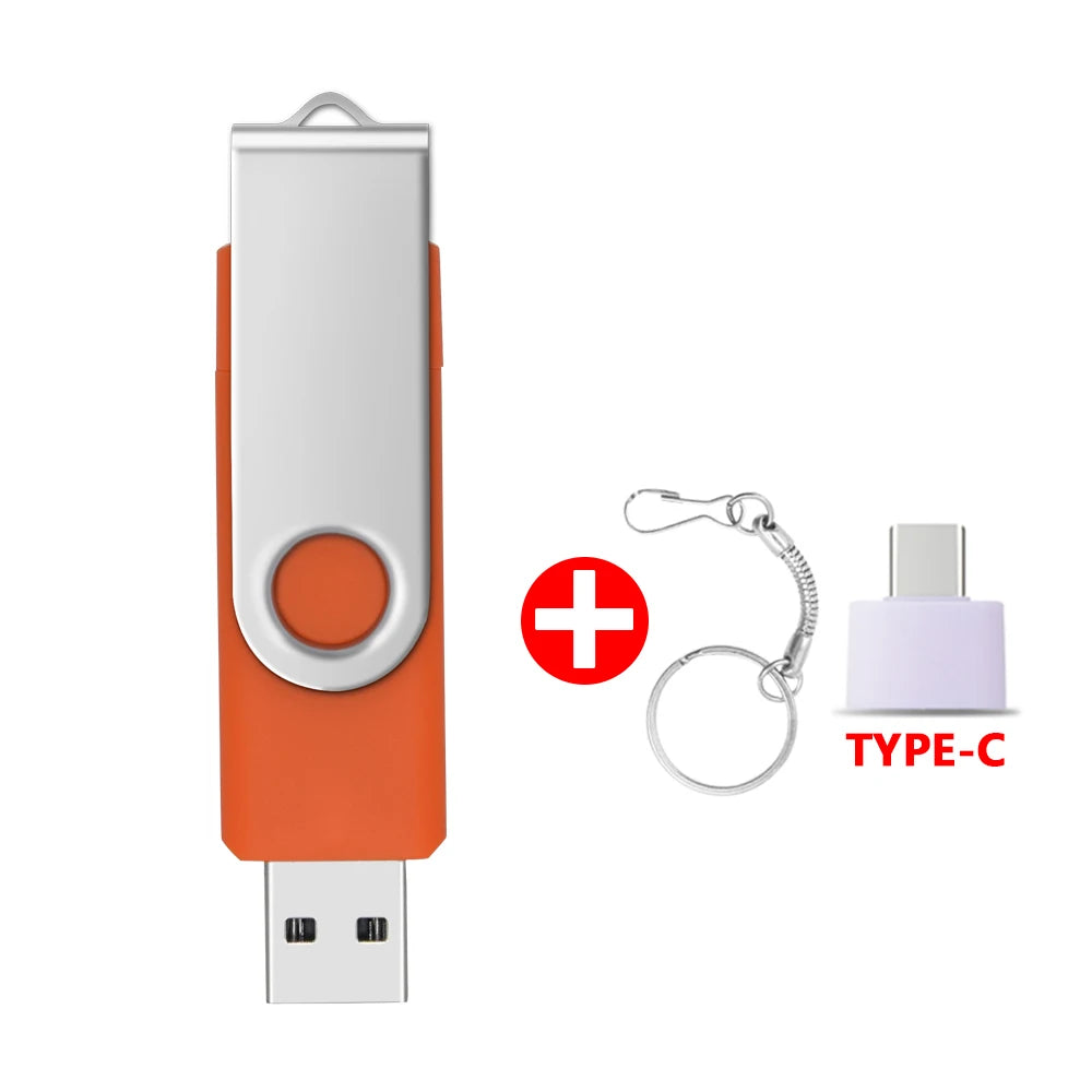 Metal Waterproof Pen Drive 2 In 1 OTG 2.0 Pendrive 64GB High Quality Type C Usb Flash Drive 4GB 8GB 16GB 32GB Usb Stick