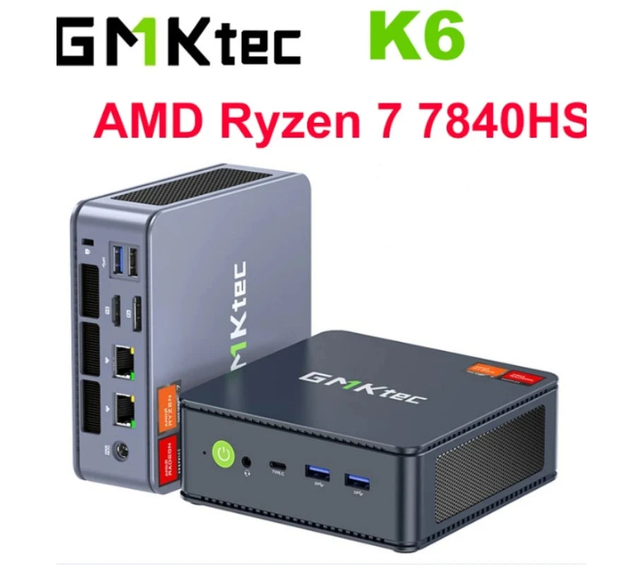 GMKtec K6 Mini PC AMD Ryzen 7 7840HS MINI PC WIFI6 BT5.2 Windows 11 Pro DDR5 NVME SSD PCIE 4.0 Desktop Office Gaming Computer