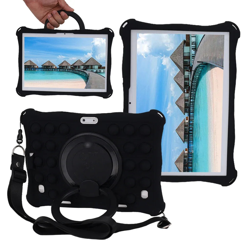 10.1"Kids Friendly Universal Tablet Case Soft Silicon 10 10.1 inch Lightweight Cover Stand Shockproof Funda 24x17cm/9.5x6.69inch