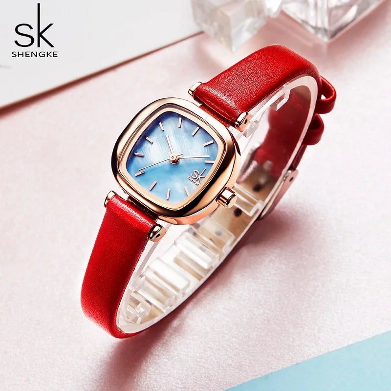 Shengke Fashion Women's Watches Original Design Square Ladies Quartz Wristwatches Elegant Woman's Best Gifts Clock for Female