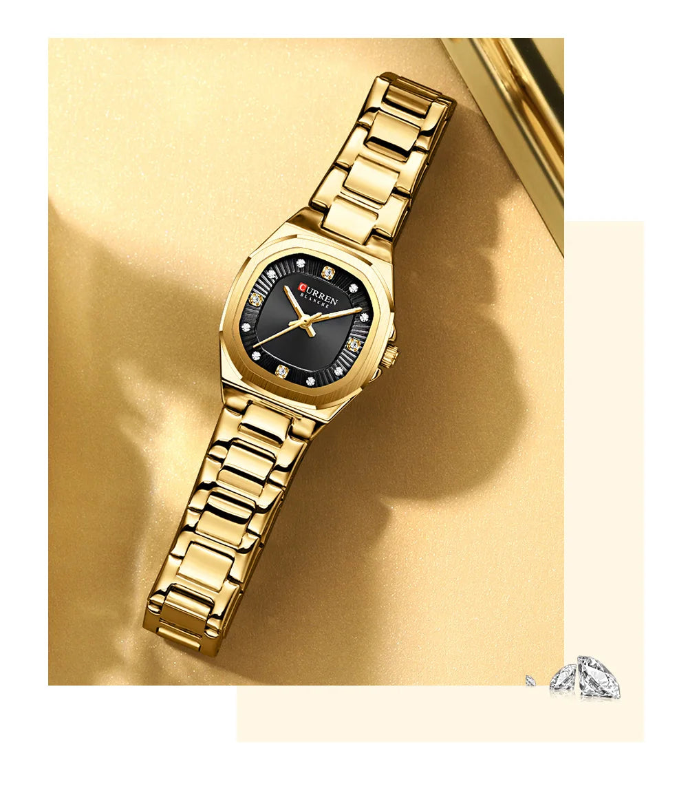 Curren Women Watch Luxury Fashion Quartz Crystal Waterproof Ladies Elegant Wristwatch Gifts For Girls