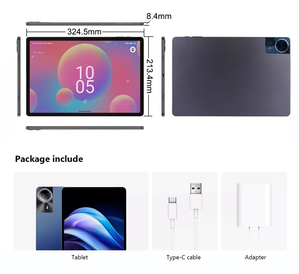 Nenmone Mpad15 Real 14" FHD Display Android 14 Tablet 14 Inch 4G LTE Unisoc T616 Octa Core 16GB RAM 512GB ROM 12000mAh Battery