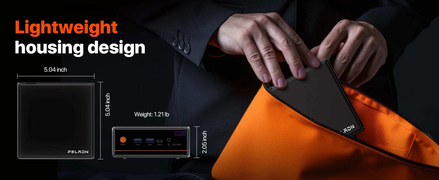 PELADN WO-4 Gaming Mini PC, AMD Ryzen 5 5600H (6C/12T, up to 4.2Ghz),32GB DDR4/1TB SSD,Type-C/DP/HD,WiFi6 4K/60Hz Triple-Display