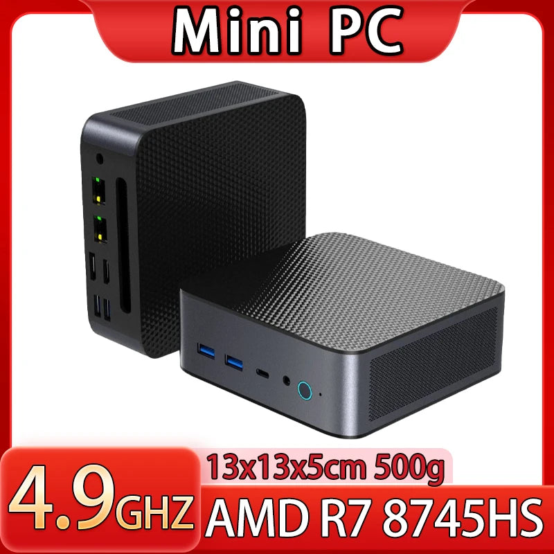 Mini PC Windows 11 Pro AMD Ryzen7 8745HS Mini Computer 32GB/64GB RAM DDR5 512GB/1TB PCIE M.2 SSD WiFi6 BT5.2 Small computer