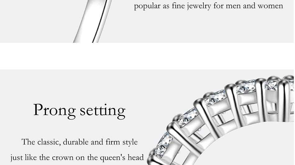 PERFANY 3mm All Moissanite Ring for Women S925 Pure Silver V-shaped GRA Certified Diamond Fashion Luxury Party Jewelry