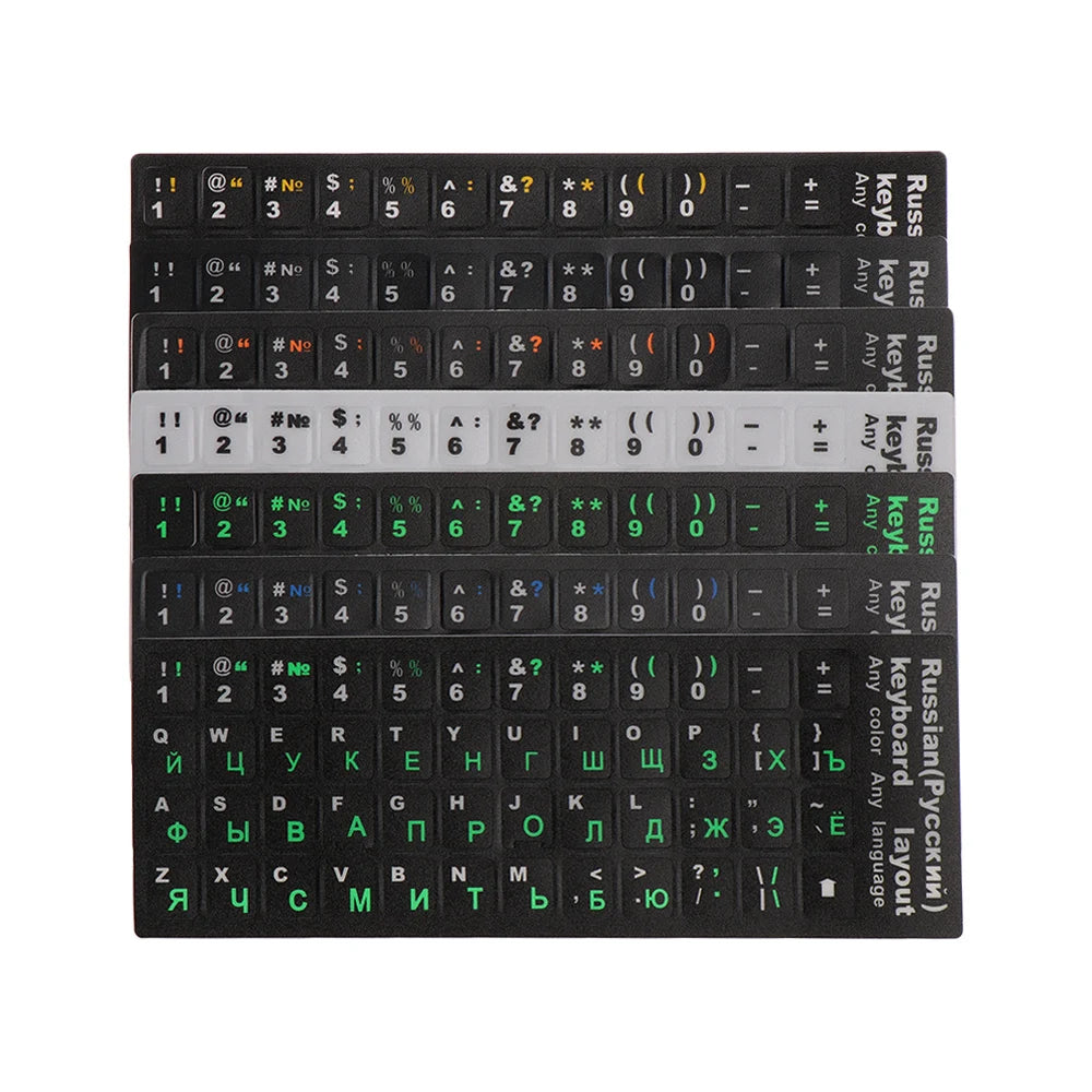 Russian Letters Keyboard Stickers Frosted PVC Waterproof Cover Sticker for Universal Notebook Computer Desktop Keyboard Laptop