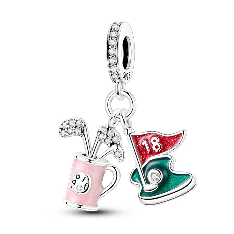 New 925 sterling silver pink green blue flower teapot and teacup bead pendant suitable for original charm bracelet