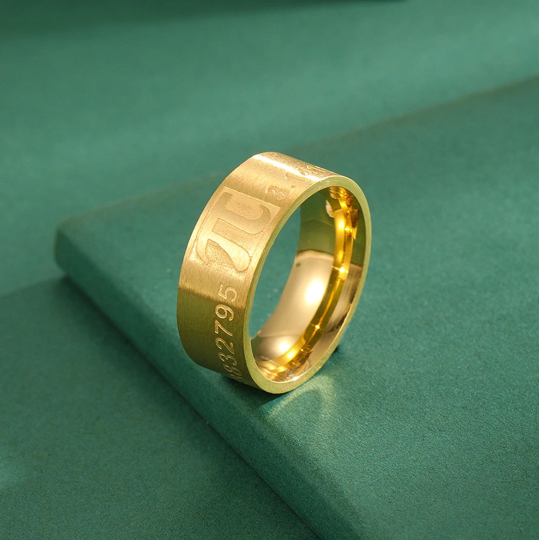 QIAMNI 2022 Vintage Number Pi Symbol Finger Ring Fashion Width Stainless Steel Math Lovers Jewelry For Men Women Graduation Gift