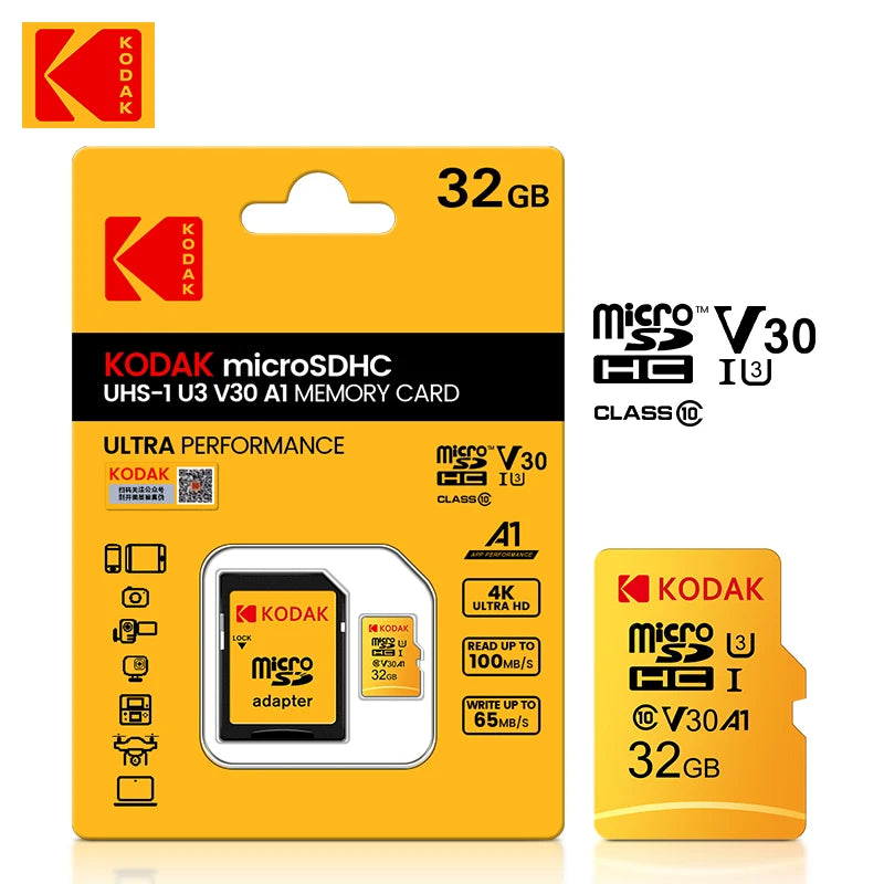 Original Kodak Micro SD Card 128GB Class10 Memory Cards 64GB Flash Card 256GB 32GB V30 U3 cartao de memoria For Driving Recorder