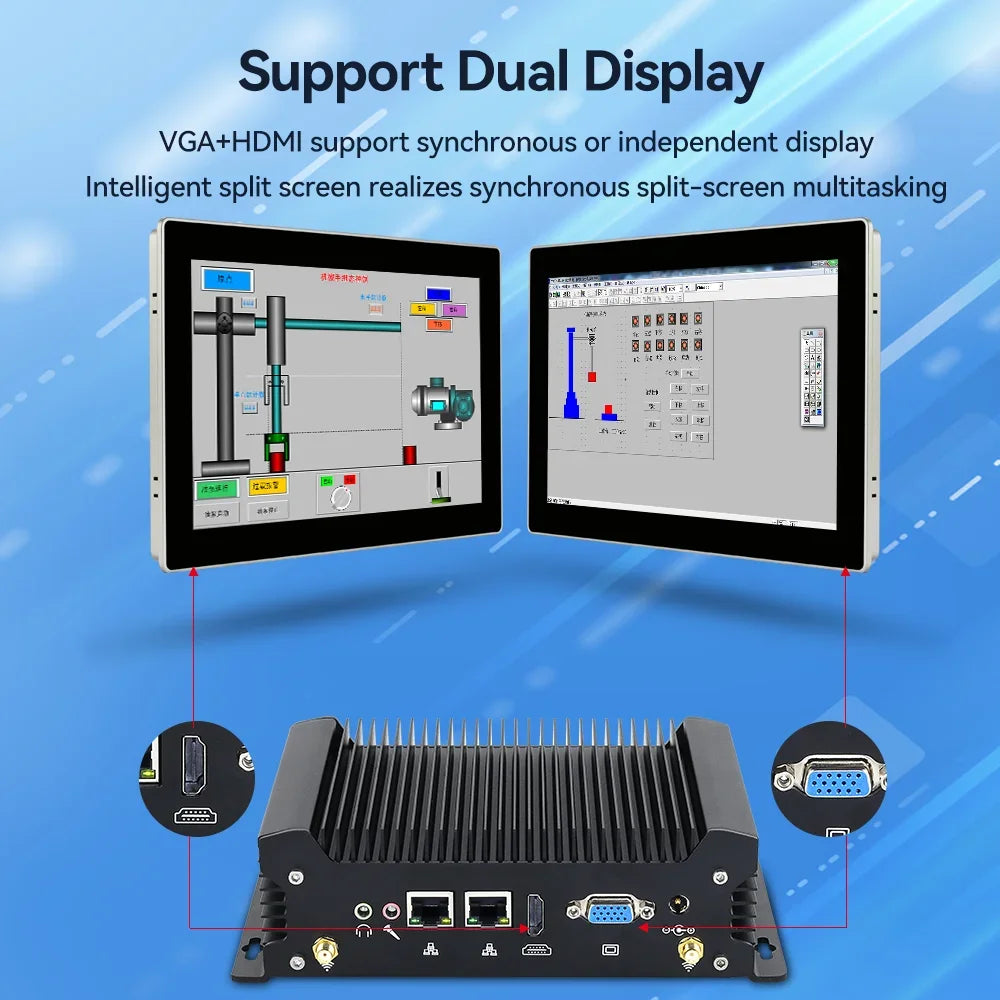 Fanless Industrial Mini PC 13th Intel Core i7 1355U 1255U DDR5 M.2 SSD 2x COM RS232 2x LAN 8x USB WiFi SIM 4G LTE Windows Linux