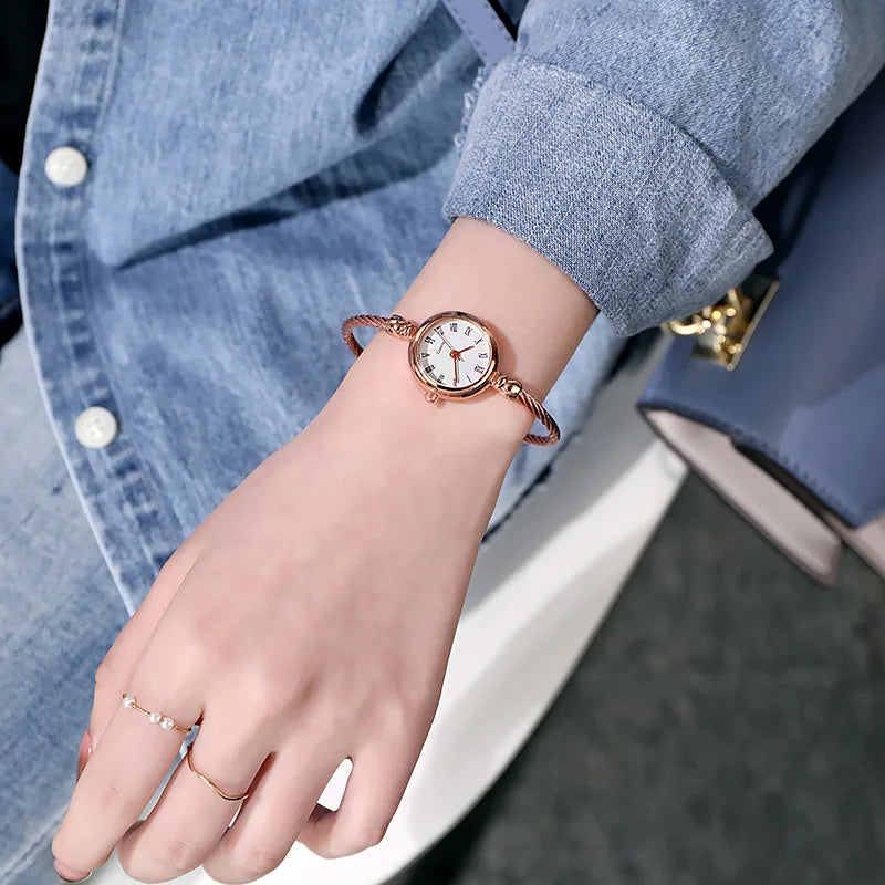 Couple Style Gold Sliver Bracelet Minimalist Wristwatch Fashion Steel Strap Women's Quartz Watch Brand Casual Women's Watcht Set