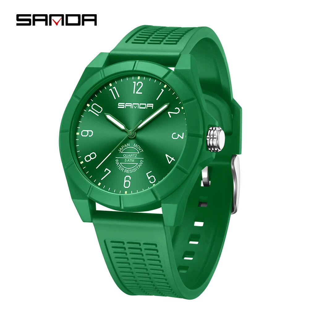 Fashion SANDA 6212 Student Quartz Electronic Watch Silicone Strap Multifunctional Sports Waterproof Student Quartz Watch