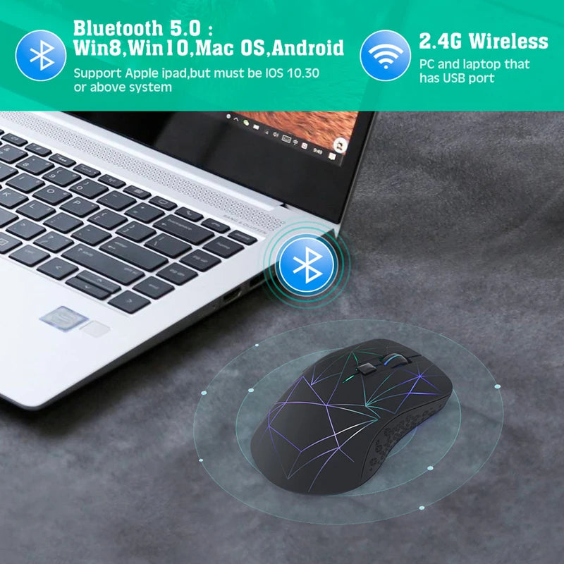 Xiaomi Wireless Mouse  3-level Dpi Speed Dual mode Led Light Pc Game Black Silent Usb 2 Devices Ergonomic For Macbook Pc Laptop