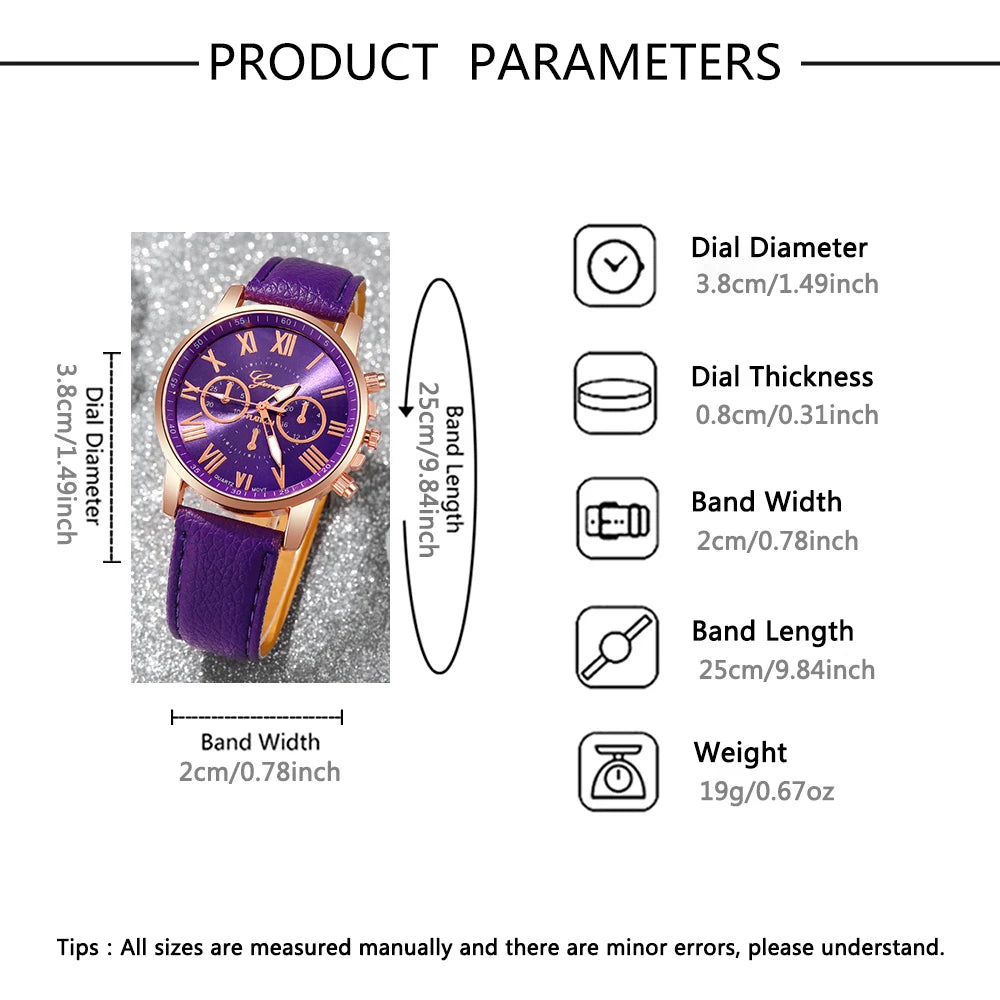 Women's casual quartz watch + bracelet set, suitable for wearing in all places, Ramadan, Valentine's Day, Mother's Day, Birthday