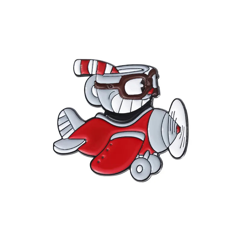 Shooting Game Cup Enamel Pins Creative Cuphead  Fighting Comic Character Lapel Badges Backpack Jewelry Gifts For Friends