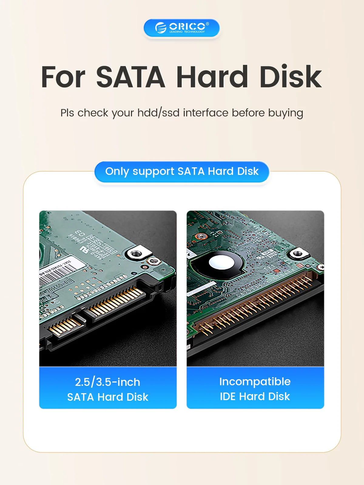 ORICO SATA to USB3.0 Hard Disk Docking Station for 2.5" Speed HDD Docking Station Hard Drive Enclosure 3.5" SSD Disk Case 5Gbps