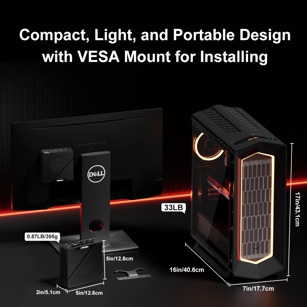 FIREBAT AM02 MINI-PC AMD Ryzen 5 6600H DDR5 16GB RAM 512GB 1TB SSD WIFI6 BT5.2 Portable Desktop MINI-PC Gaming Computer 4K@60hz