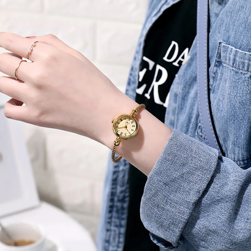 Couple Style Gold Sliver Bracelet Minimalist Wristwatch Fashion Steel Strap Women's Quartz Watch Brand Casual Women's Watcht Set
