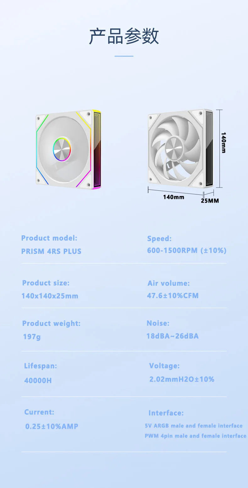 ICE Whale Prism 4RS Plus ARGB PC Case Fan 14cm Infinity Mirror Design Motherboard Light Sync 4PIN PWM CPU Cooler Fan ventilador