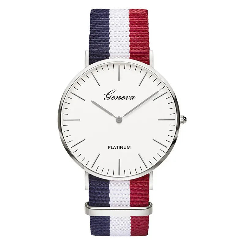 Fashion Women's Watch Top Brand Stripe Nylon Band Analog Quartz Wristwatch for Woman Simple Luxury Ladies Clock Gift Reloj Mujer