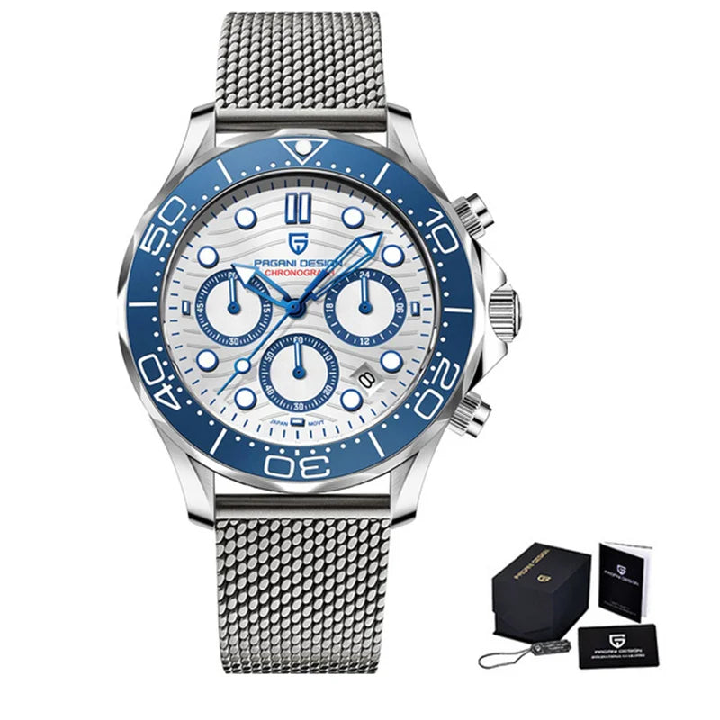 PAGANI DESIGN Men's Watches 2025 Top Brand Luxury Quartz Watch For Men Stainless Steel Chronograph Waterproof Sport VD53 Reloj