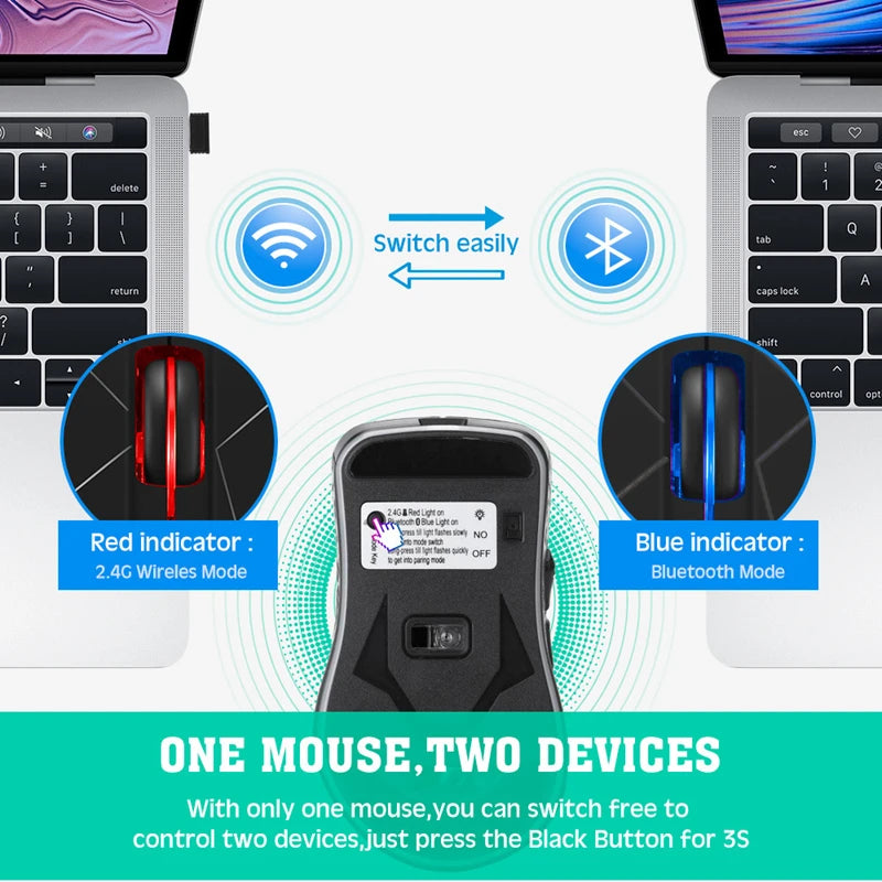 Xiaomi Wireless Mouse  3-level Dpi Speed Dual mode Led Light Pc Game Black Silent Usb 2 Devices Ergonomic For Macbook Pc Laptop