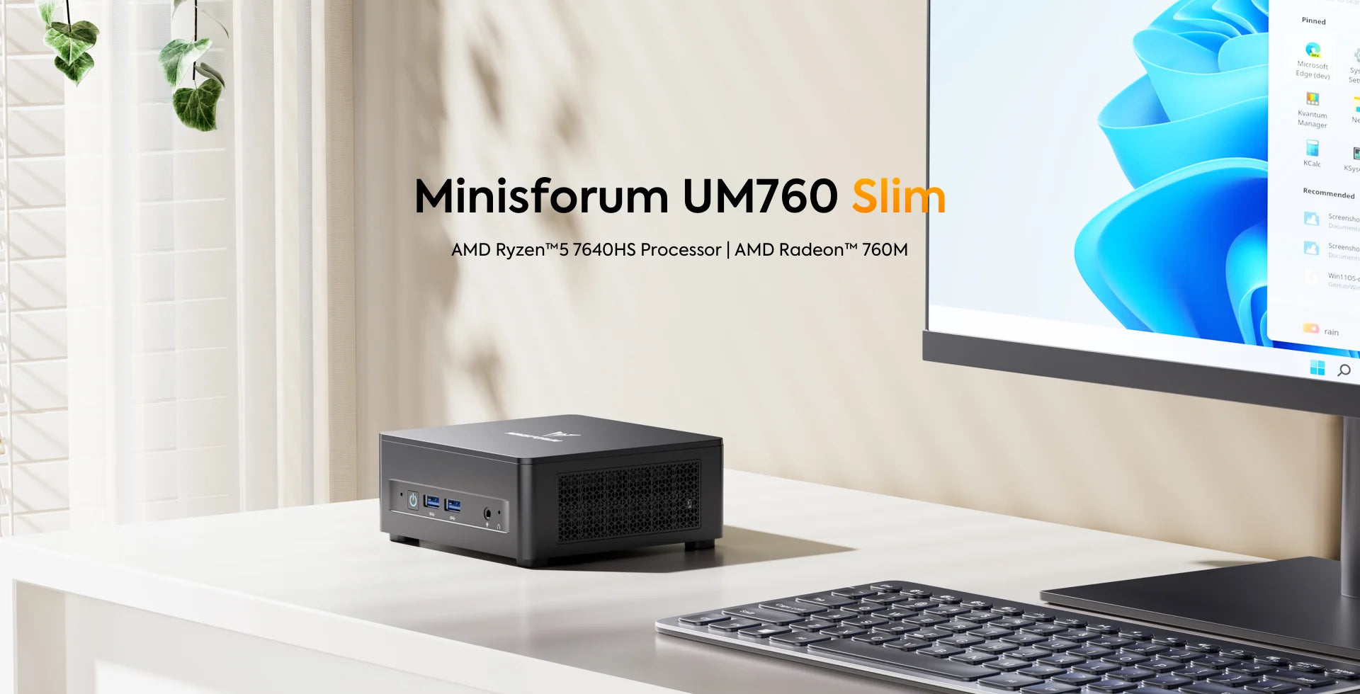 MINISFORUM Mini PC UM760 Slim AMD Ryzen 5 7640HS Mini Computer Windows 11 DDR5 16GB 1TB SSD Bluetooth 5.3 WiFi 6E Gaming PC
