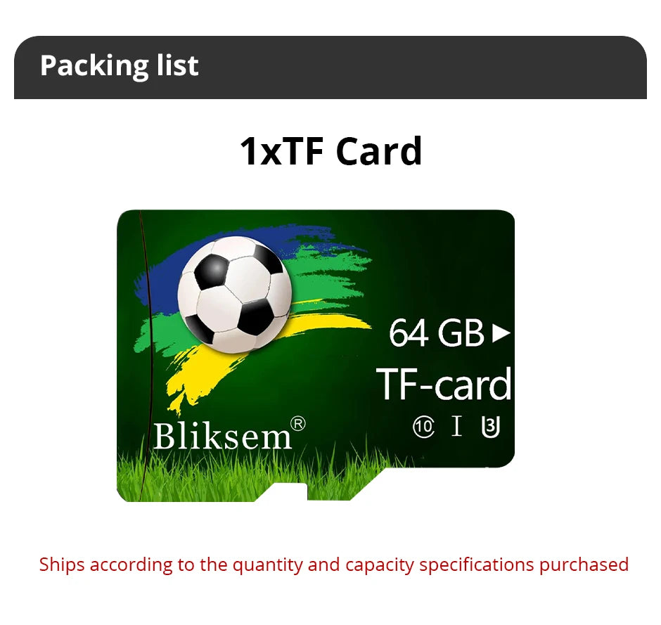 Bliksem Mini TF Card 64GB A1 Memory Card for Surveillance Equipment Cell Phone Computer High Speed TF Card 64G U3