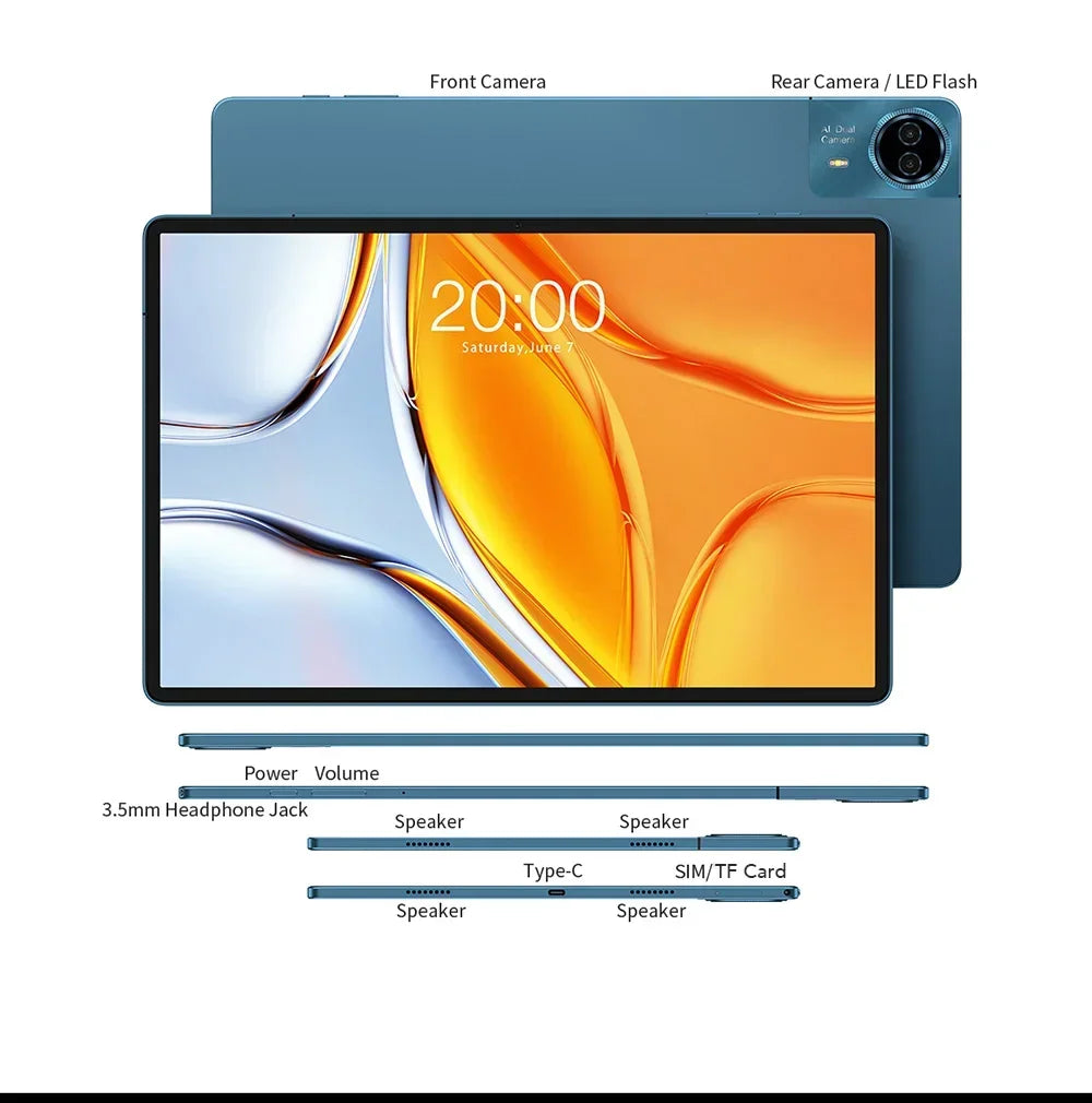 Teclast T70 Tablet MTK Helio G99 Android 14 8GB RAM 256GB ROM 14" 1920x1200 Display 13MP+8MP 4G LTE Global Version 10000mAh