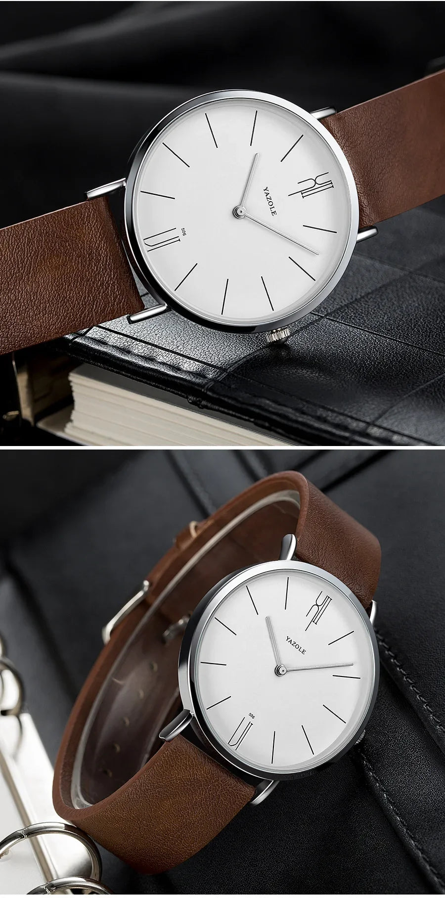 YAZOLE Men's Watches Classic Black Brown Quartz Wrist Watches for Men Women Leisure Simple Man Watch Clock Gift Reloj Hombre