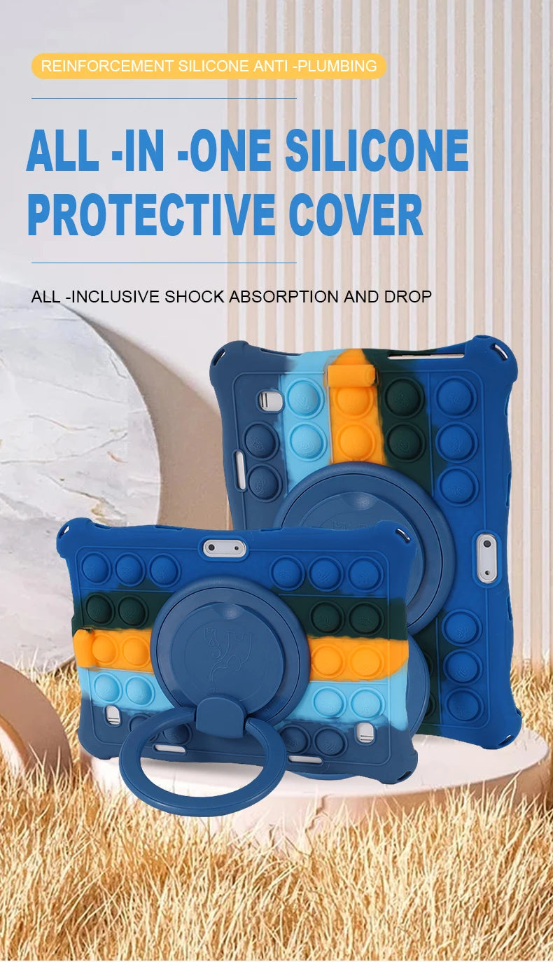 10.1"Kids Friendly Universal Tablet Case Soft Silicon 10 10.1 inch Lightweight Cover Stand Shockproof Funda 24x17cm/9.5x6.69inch