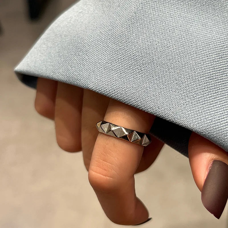 LIVVY Silver Color Creative Open Wide Irregular Rings For Women  INS Fashion Vintage Hip Hop Couples Jewelry Wholesale