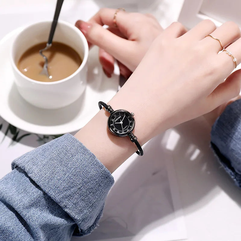Couple Style Gold Sliver Bracelet Minimalist Wristwatch Fashion Steel Strap Women's Quartz Watch Brand Casual Women's Watcht Set