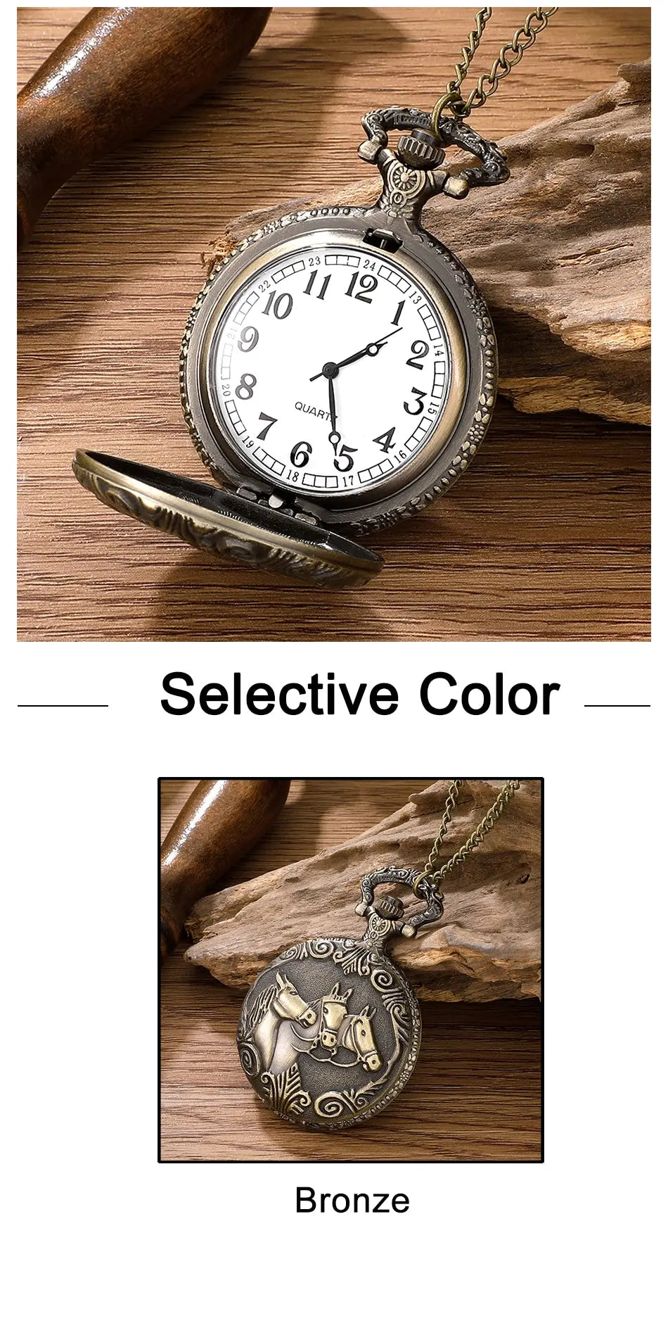 Pocket Watch Antique Steampunk Vintage Quartz Pocket Watch Rose Gold Case Necklace Pendant Clock Chain Mens Women