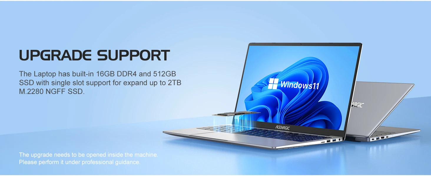 ACEMAGIC 15.6" Ultra Slim Laptop 16GB RAM 512GB SSD Intel N97 Notebook Gamer 1920*1080 Display Office Study Computer Windows 11