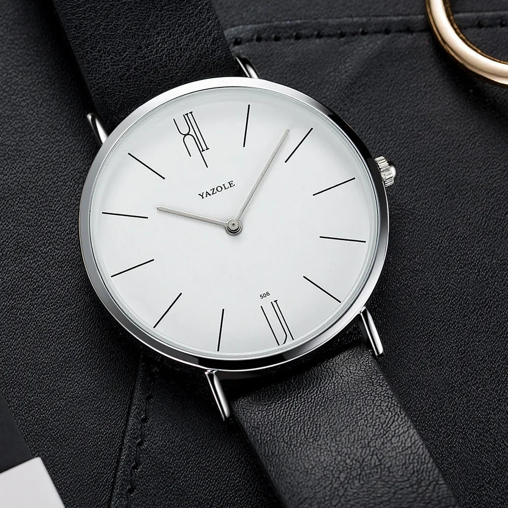 YAZOLE Men's Watches Classic Black Brown Quartz Wrist Watches for Men Women Leisure Simple Man Watch Clock Gift Reloj Hombre