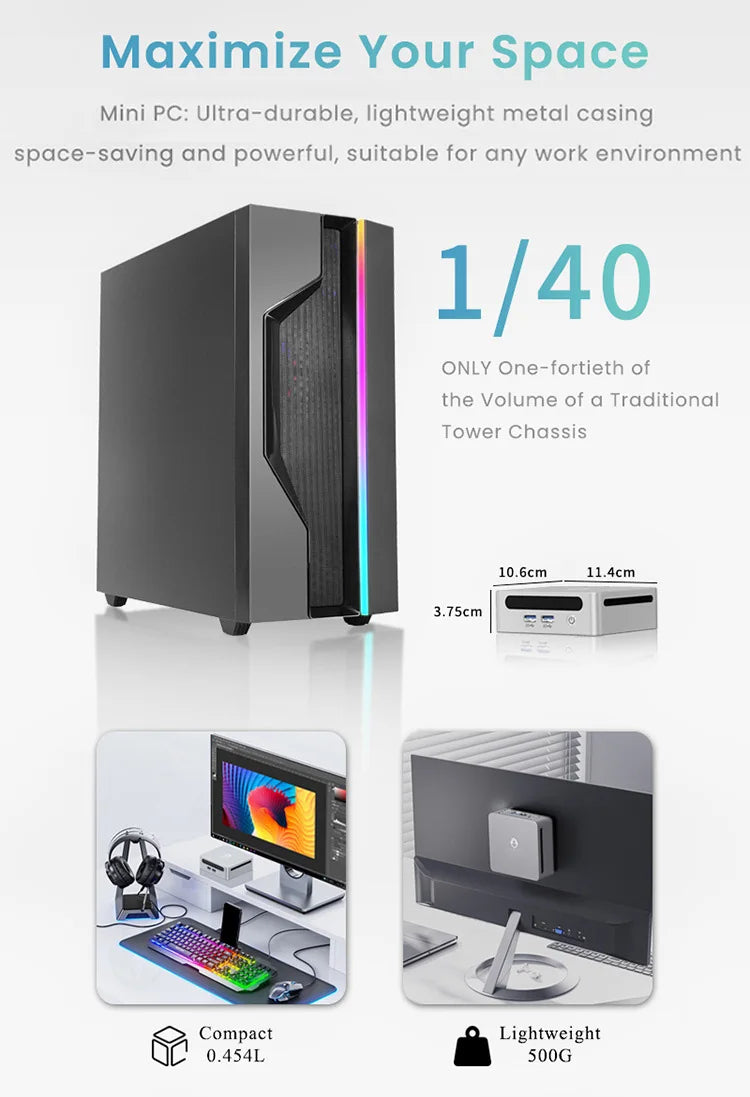 Mini PC Windows 11 Pro AMD Ryzen7 5800H Mini Computer 16/32GB DDR4 512GB/1TB PCIe M.2 SSD WiFi 6 BT5.2 Small Desktop Computer