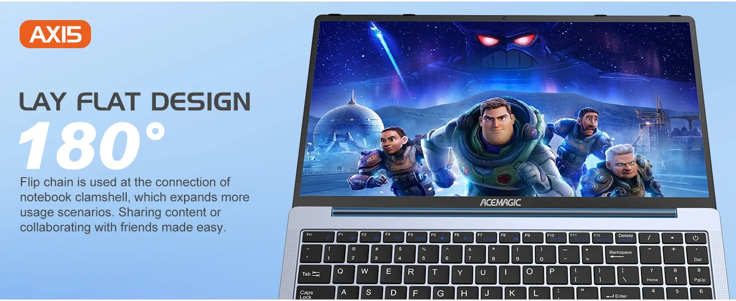 ACEMAGIC 15.6" Ultra Slim Laptop 16GB RAM 512GB SSD Intel N97 Notebook Gamer 1920*1080 Display Office Study Computer Windows 11